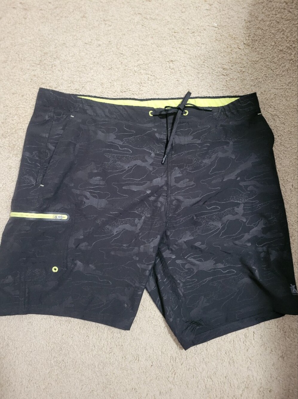 Zeroxposure Men's Black Swim Trunks with Yellow Accent